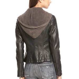 Free people hooded faux leather jacket